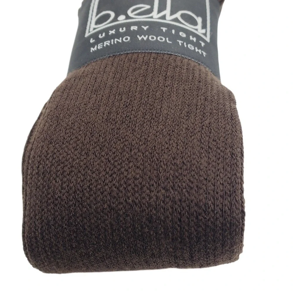 Merino Wool Tights Medium Espresso Brown Ribbed Karla B.ella Opaque NEW Warm M